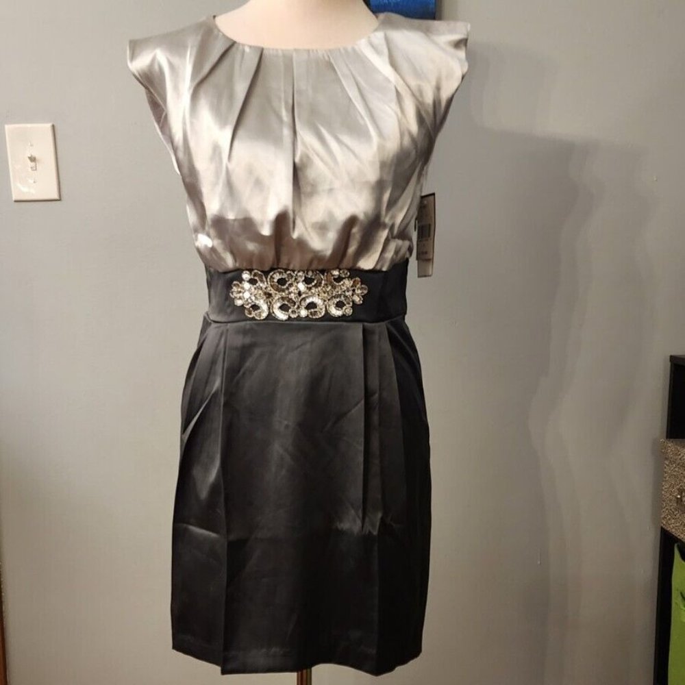 NWT COREY P. Shimmering Silver Gray Sequin Sleeveless Formal Cocktail Dress 4